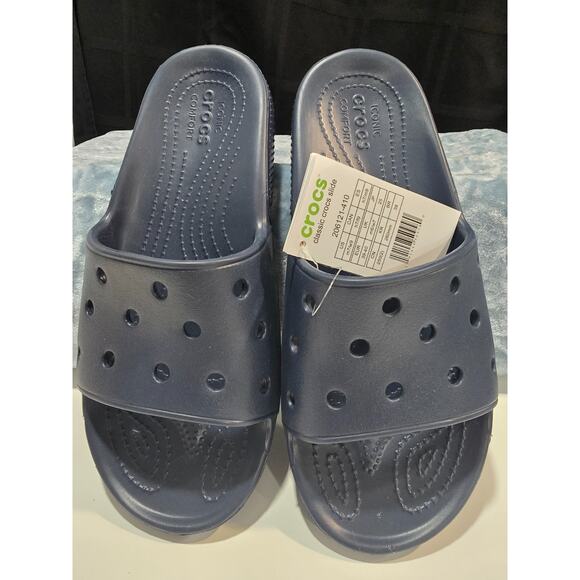 Crocs Unisex Classic Sandals Slide V2 Navy US Men's 7 Women's 9 - Picture 1 of 5